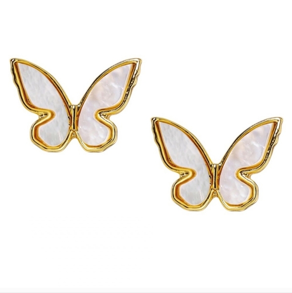 NEW KATE SPADE In A Flutter Mother Of Pearl Gold Tone Post Butterfly Earrings - Picture 4 of 4